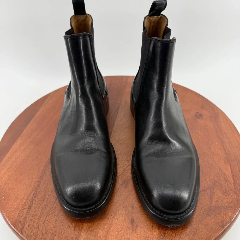 Club‎ Monaco Black Leather Chelsea Boots Made in Italy  Round Toe Men's Size 10